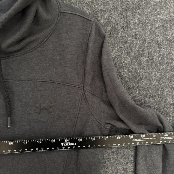 Under Armour Featherweight Slouchy Hoodie Women's Medium Gray Funnel Neck Pocket - Picture 5 of 9